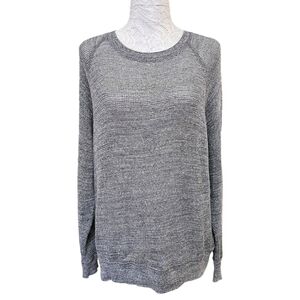 Eileen Fisher Gray Thermal Open Knit Crew Neck Long Sleeve Shirt Size Small